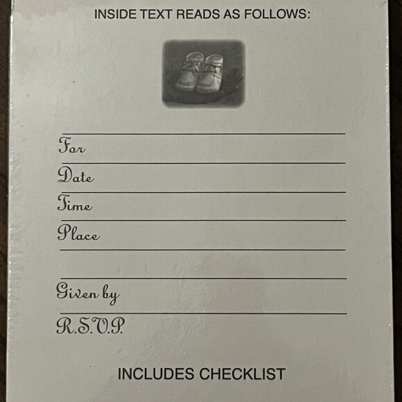 Tender Thoughts Baby Shoes Shower Invitations With Envelopes 8 Count Checklist - Picture 4 of 4